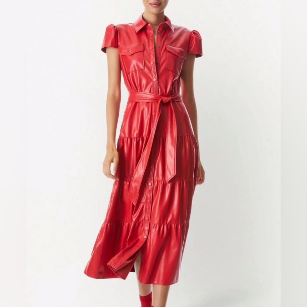 Red Leather Alice & Olivia Dress